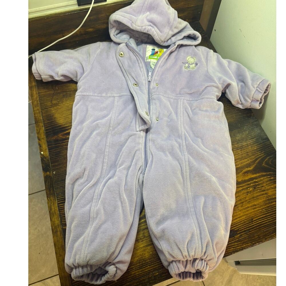 Sesame Street Lavender Hooded Snowsuit‎ Size 12 Months